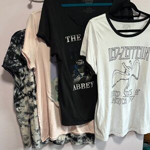 Set of 4 Woman’s Band Tees in well worn condition